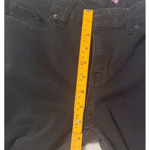 YMI‎ WannaBettaButt Black Distressed Flare Jeans Women's Size 7/28 Raw Hem - Picture 7 of 9